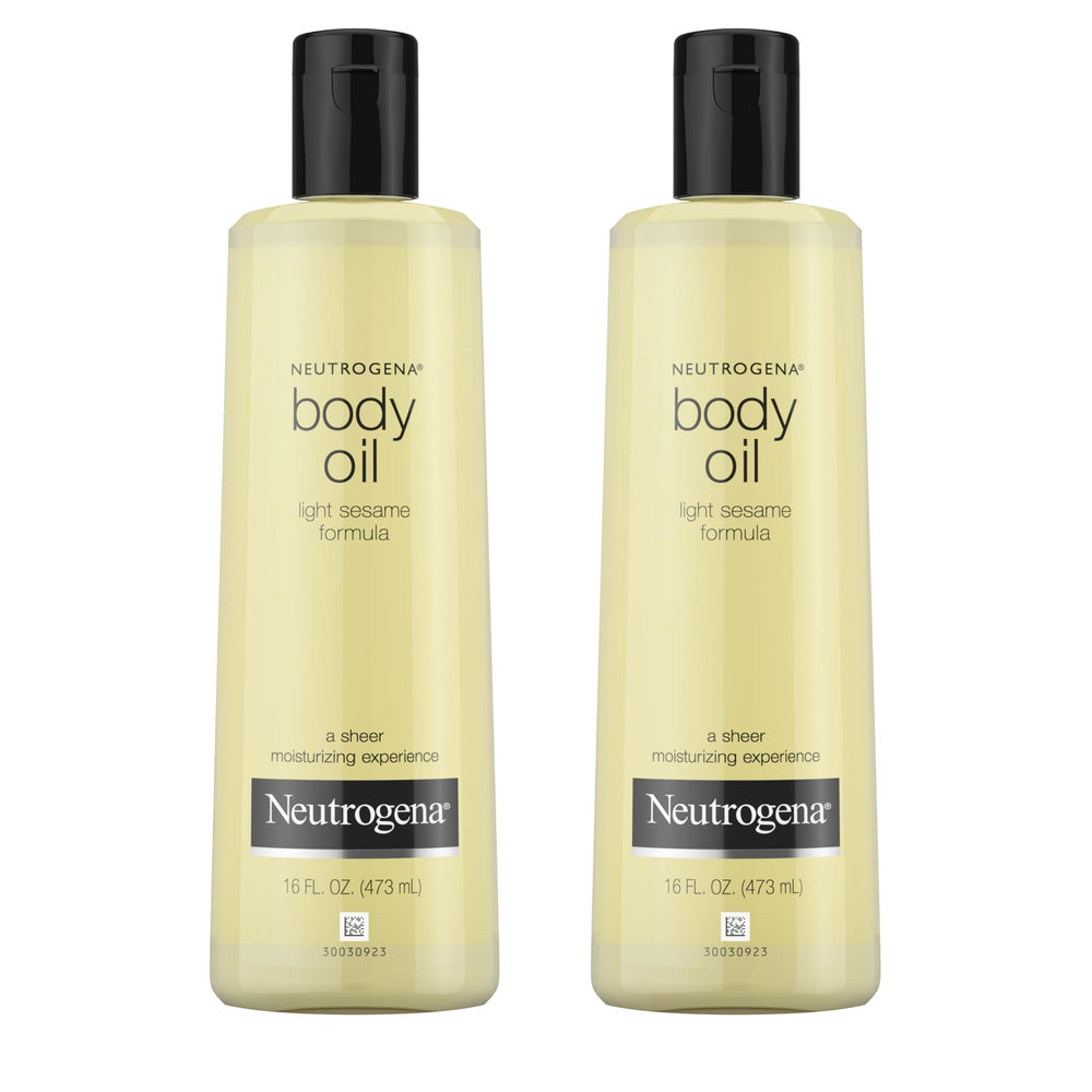 Neutrogena Body Oil Light Sesame Formula bottle for easy skin hydration.