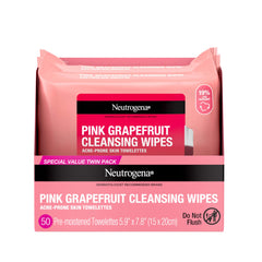 Neutrogena desmaquillante toallitas pomelo rosado para limpieza rápida sin enjuague.