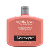 Neutrogena Exfoliating Healthy Scalp Clarify & Shine: botella en primer plano para cuero cabelludo limpio