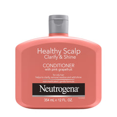 Neutrogena Exfoliating Healthy Scalp Clarify & Shine: botella en primer plano para cuero cabelludo limpio