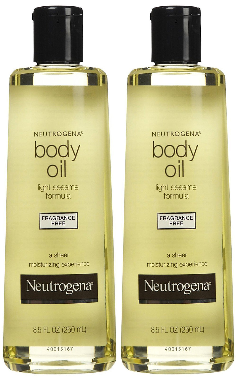 Neutrogena fragrance-free body oil bottle offers lightweight hydration for sensitive skin.