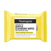 Neutrogena Gentle Facial Cleansing Wipes pack shown as a resealable container for on-the-go cleansing.