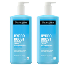 Neutrogena Hydro Boost body gel cream bottle showing fast-absorbing hydration for dry skin.