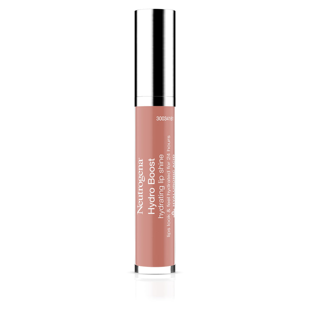 Neutrogena Hydro Boost Lip Gloss Berry Brown tube showcases hydration and color.