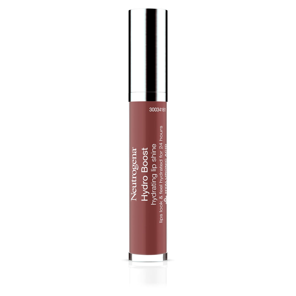 Neutrogena Hydro Boost Lip Gloss Pink Mocha tube showing hydrating tint and shine