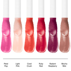 Lips with a glossy finish from Neutrogena Hydro Boost Lip Oil as topcoat or alone.