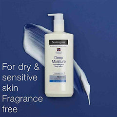 Three-pack of Neutrogena Deep Moisture bottles for ongoing dry-skin care.