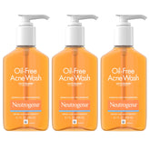 Neutrogena Oil-Free Acne Wash bottle front view illustrating oil-free, deep-clean formula.