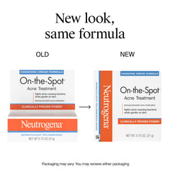 Neutrogena On-The-Spot bottle closeup, concentrated benzoyl peroxide for fast blemish control.