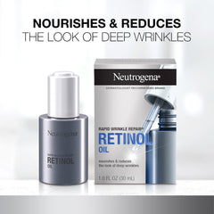 Close-up of Neutrogena retinol oil texture, lightweight and fast-absorbing