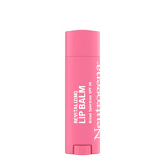Closeup of Neutrogena Revitalizing Tinted Lip Balm application shows smooth texture and rosier lips with SPF 20.
