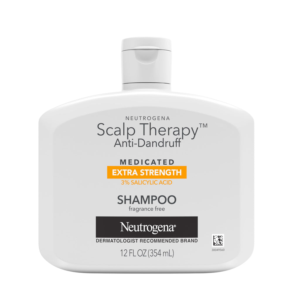 Neutrogena Scalp Therapy: botella frontal que destaca el tratamiento suave para el cuero cabelludo