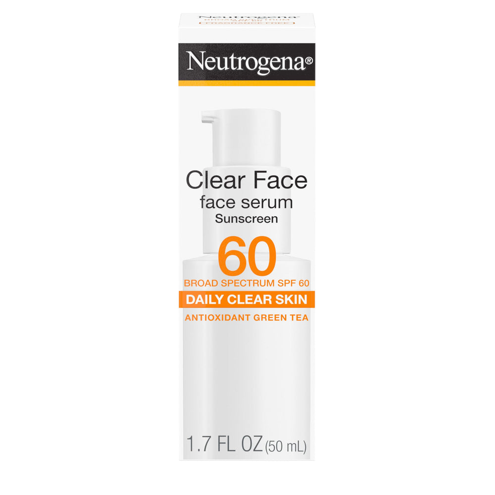 Neutrogena Clear Face Serum SPF60, botella de protección solar.
