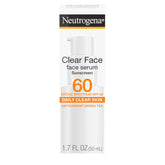 Neutrogena Clear Face Serum SPF60, botella de protección solar.