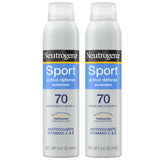 Neutrogena Sport Active Defense SPF 70 spray bottle front view for outdoor sun protection.