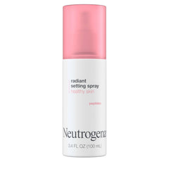 Neutrogena spray fijador radiante para un brillo natural y piel saludable sin sensación pesada.