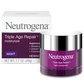 Neutrogena Triple Age Repair night cream jar offers overnight hydration and smoothing action.