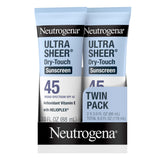 Neutrogena Ultra Sheer SPF 45 para cara y cuerpo, acabado ligero.