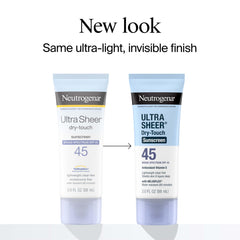Neutrogena Ultra Sheer SPF 45, textura seca y rápida absorción para uso diario.