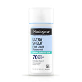 Neutrogena Ultra Sheer Mineral Face SPF 70 en bote sedoso, ideal para piel sensible.