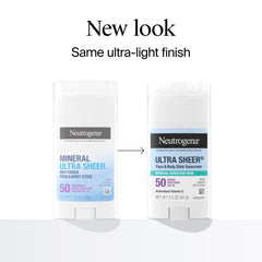 Neutrogena Ultra Sheer Mineral Stick aplicación fácil y rápida en piel sensible.