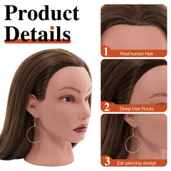 Neverland head with ear-hole design to display earrings while styling.