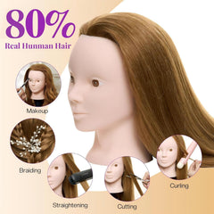 Neverland real-hair head with 80percent real hair enhances authentic styling practice.
