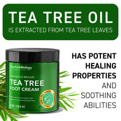 New York Biology Crema para pies, calma irritación con árbol de té.
