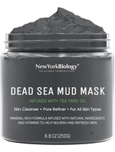 New York Biology Mascarilla Arcilla Del Mar Muerto, frasco purifica poros y deja piel suave.