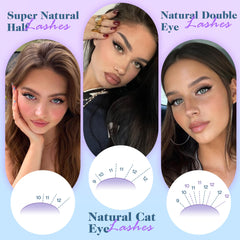 Newcally C-curly short lash clusters blend with natural lashes for a wispy effect