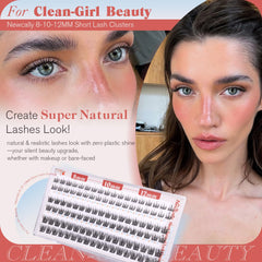 Newcally wispy 8-12mm cluster eyelashes for a soft, natural gaze.