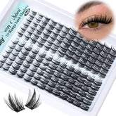 Newcally Wispy Lash Clusters closeup shows lightweight 3D fibers for comfortable wear.