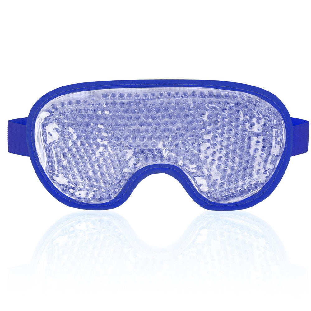 NEWGO mascarilla ocular fría azul marino para alivio suave de ojos cansados.