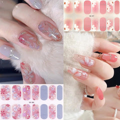 NEWSPIED floral-design nail wraps provide full-wrap coverage for stylish nails
