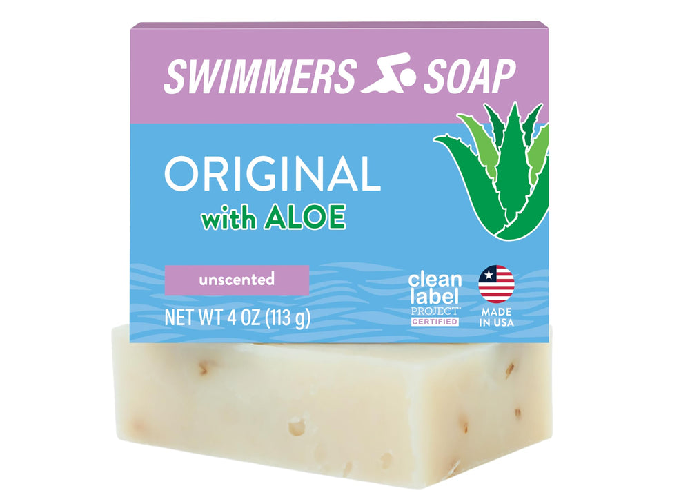 Newton Bay Swimmers Soap bottle closeup with natural ingredients for post-swim care.