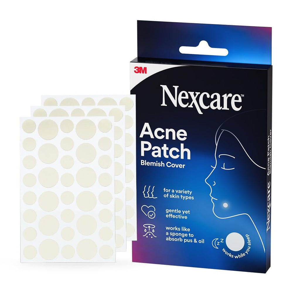 Nexcare Acne Cover absorbent patches in a pack for easy blemish care.