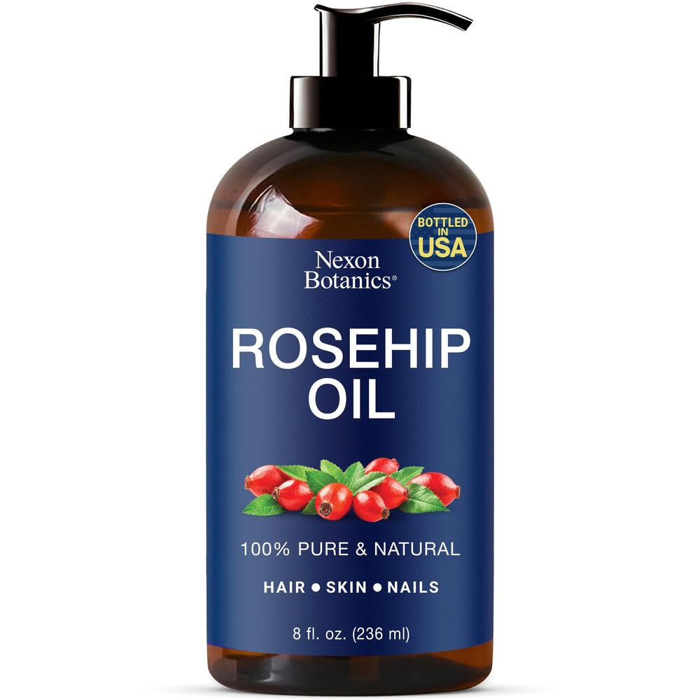Nexon Botanics Rosehip Oil bottle for daily facial hydration.