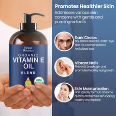 Texture close-up of Nexon Botanics Vitamin E oil blend showing silky hydration