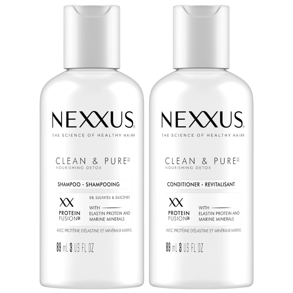 Nexxus champú de viaje: botella visible para una limpieza suave.