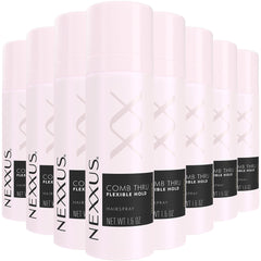 Nexxus Comb Thru flexible hold hairspray bottle delivers brushable all-day control