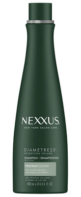 Nexxus Diamtress Shampoo, botella enfocada en volumen para cabello fino.