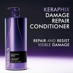 Nexxus Keraphix conditioner pump dispense demonstrates easy, even application