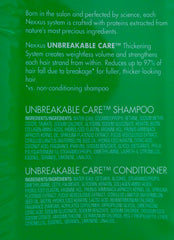 Nexxus Unbreakable Care conditioner bottle pump enabling easy detangling.