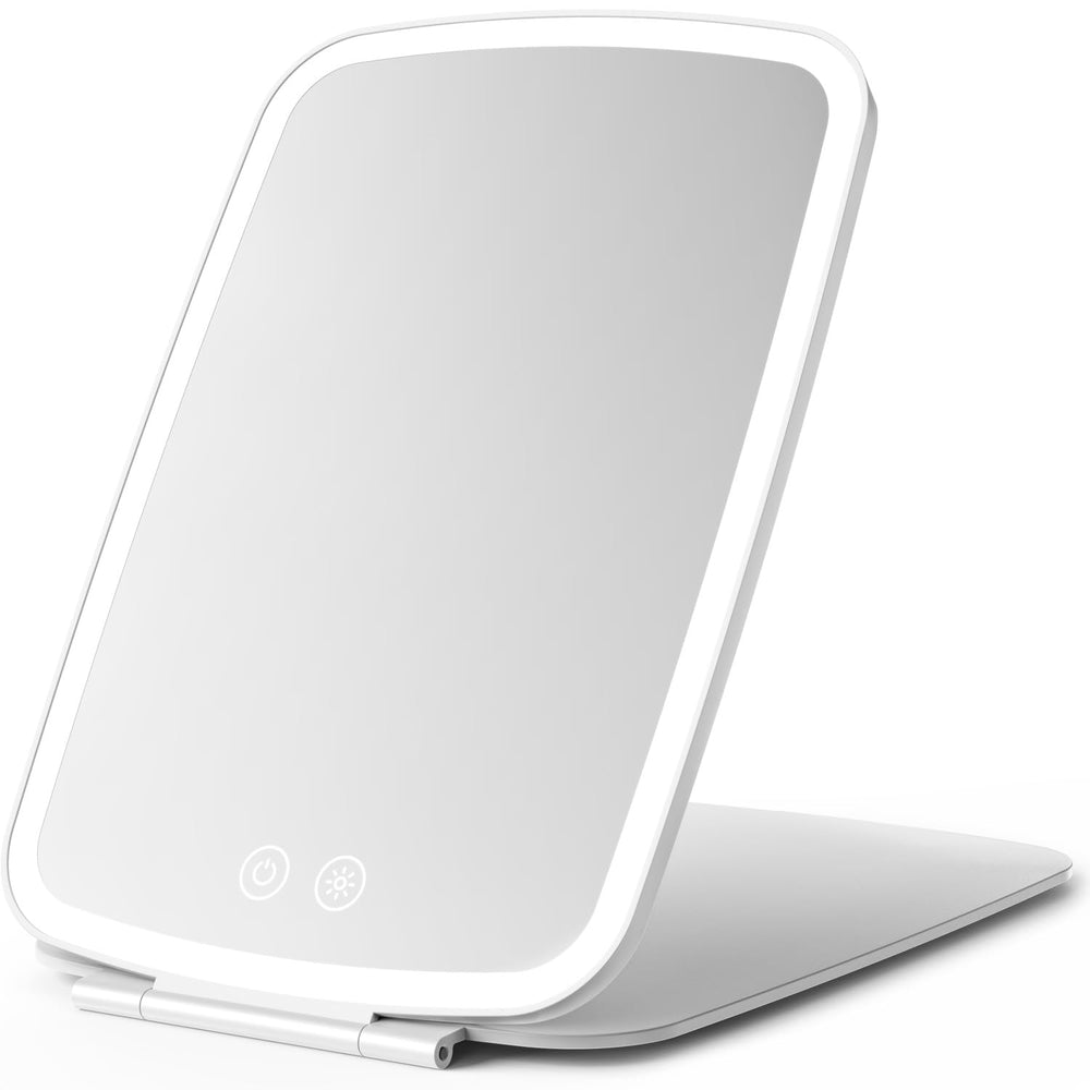 NEZZOE rechargeable folding mirror with 10x7 inch front view for full-face makeup