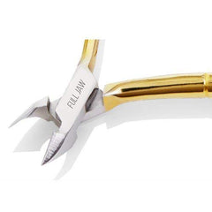 Nghia cuticle nipper closeup highlights steel blade and sharp edge.