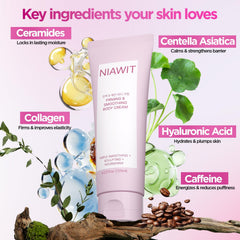 NIAWIT Belly-thigh-butt cream jar demonstrates targeted contouring texture.