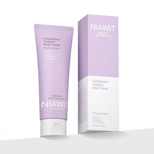 NIAWIT Overnight Toning Body Whip packaging close-up, premium night care.