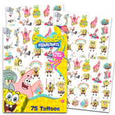 Tatuajes temporales de Nickelodeon Spongebob en hoja 1, ideales para fiestas infantiles