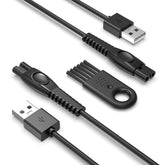 Nicpower 5V USB charger cord connected to Philips Norelco shaver for fast charging.