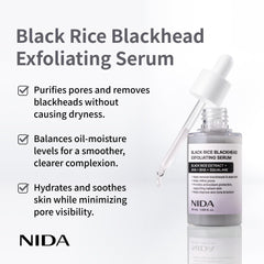 Textura cremosa del NIDA suero exfoliante de arroz negro.